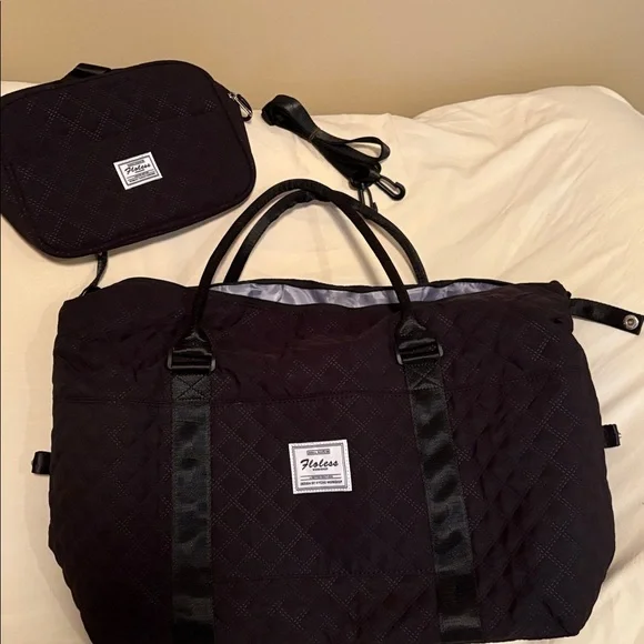 Black Quilted Bag Set