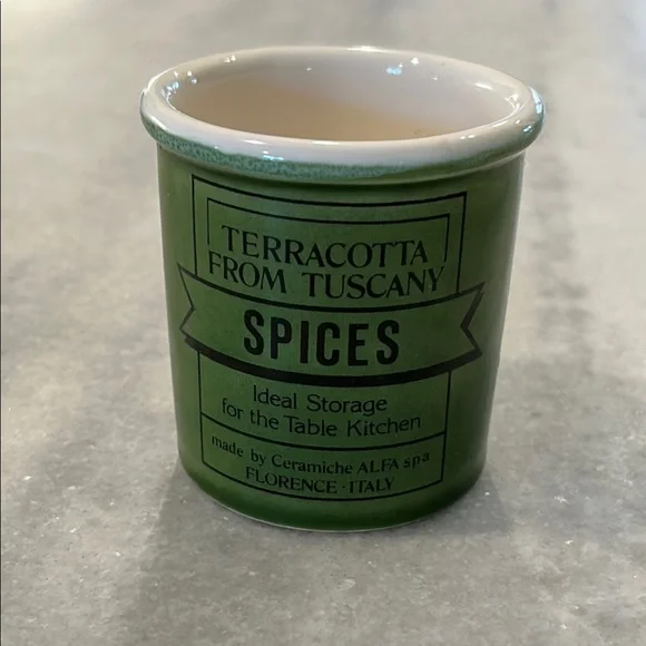 Sur La Table Terracotta From Tuscany Spice Jar Made in Italy - No Lid in Green
