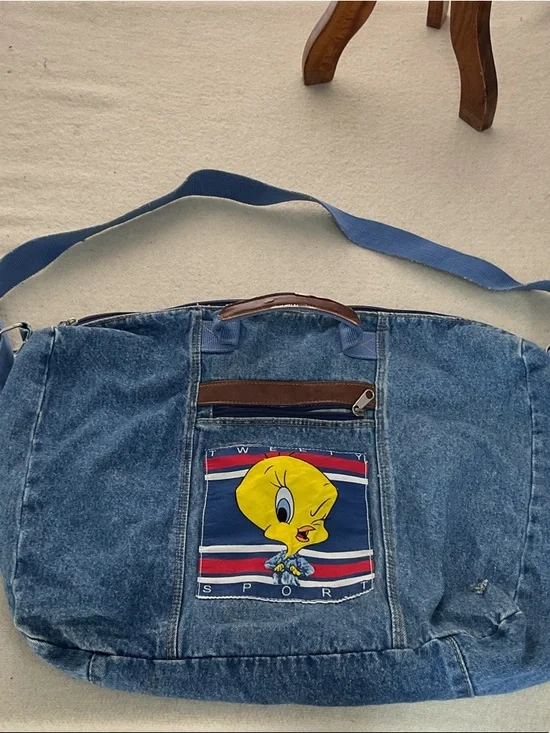Tweety Sport Denim Duffel Bag - Blue