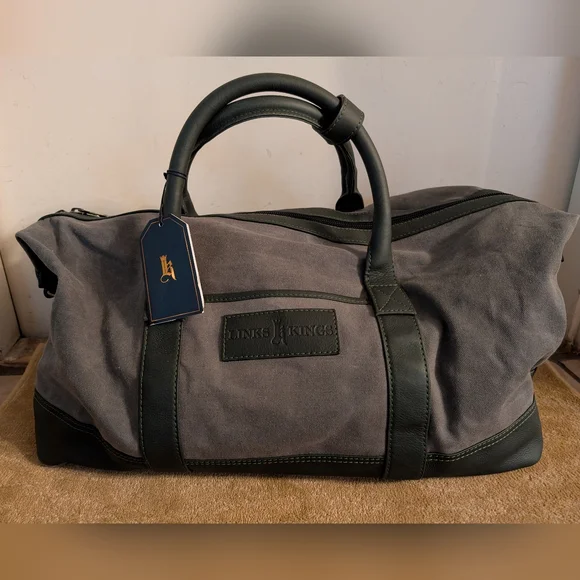Links & Kings FJ Canvas And Leather Duffel Bag in Crown Green