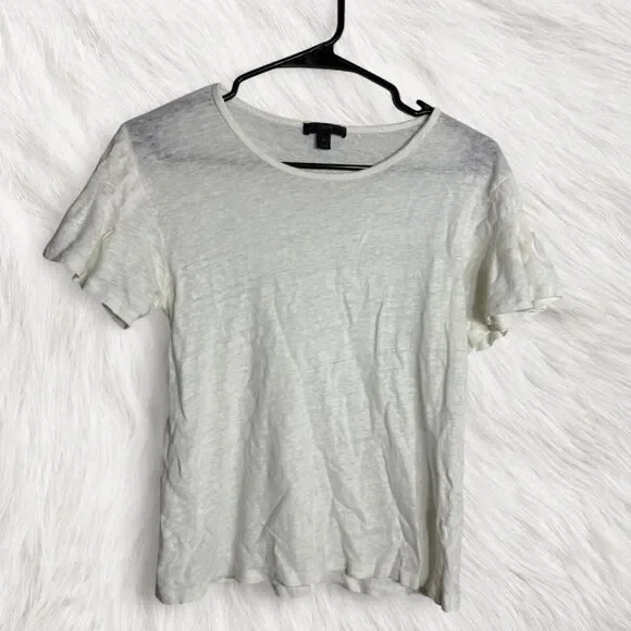 J.Crew white linen blend tee with bell sleeves Size S