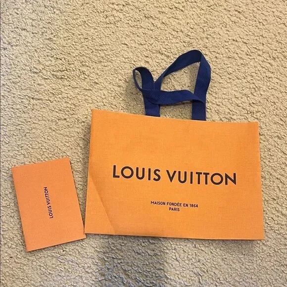 Louis Vuitton Tangerine Tote with Navy Handles