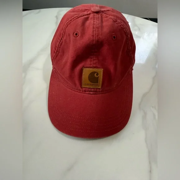 Carhartt Kids Cherry Red Cotton Cap with Leather Logo Patch