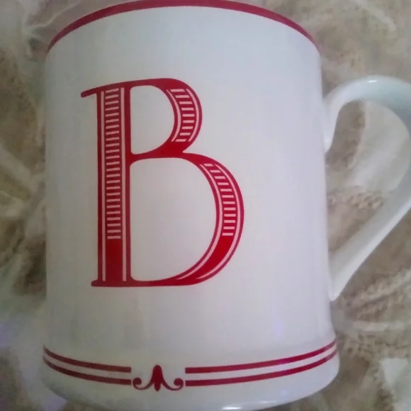 Sur La Table Monogrammed Letter B Red and White Mug two sided .