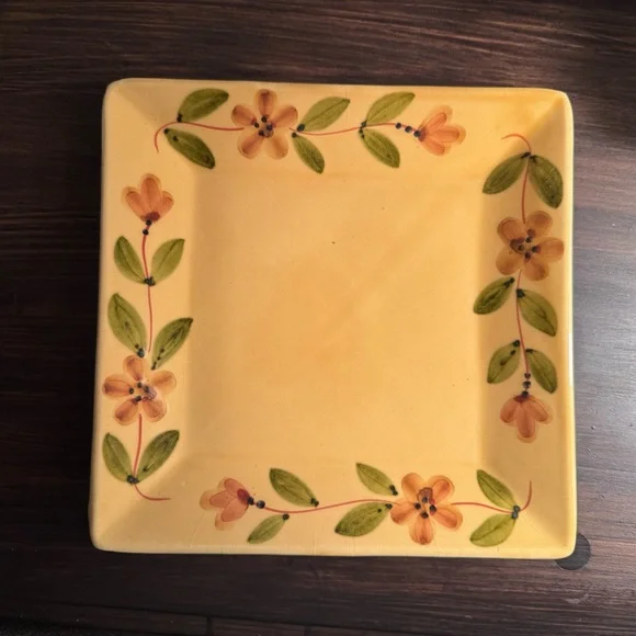 Sur La Table was Floral Square Platter with Yellow and Green Design