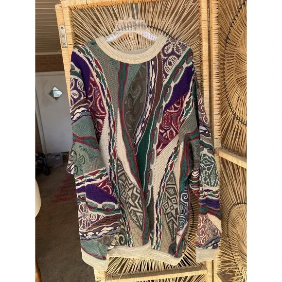 COOGI Australia Vintage Sweater 2XL Multicolor 100% Mercerized Cotton EUC