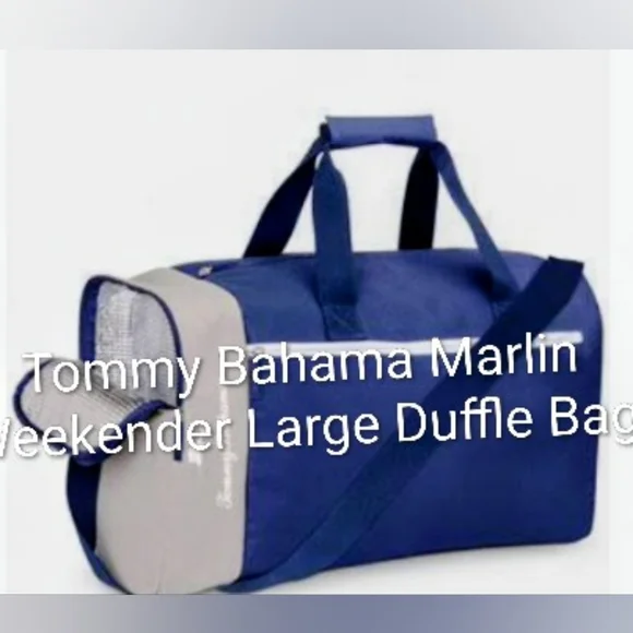Tommy Bahama Marlin Large Weekender Bag With Side Cooler Navy Blue And Grey