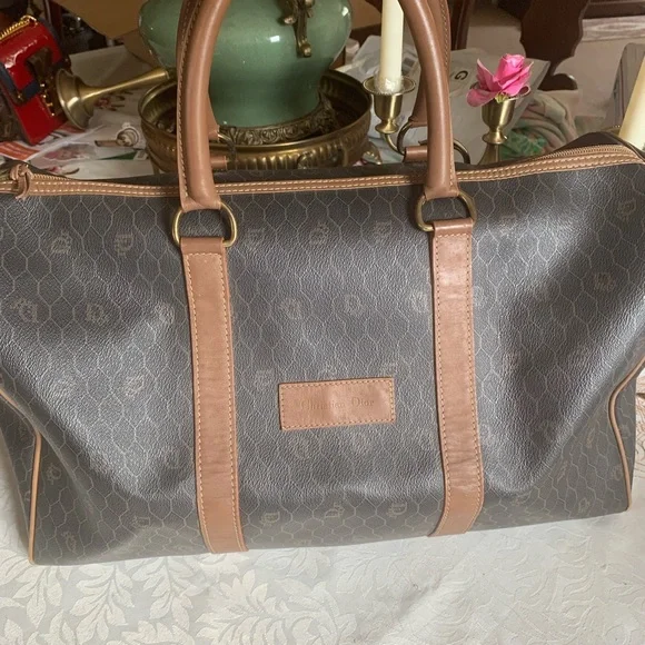 Christian Dior Black & Brown Duffel Travel Bag