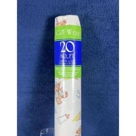 Vintage Plus Mark Brand Baby Shower‎ New Born Baby Gift Wrap 20 Sq Ft