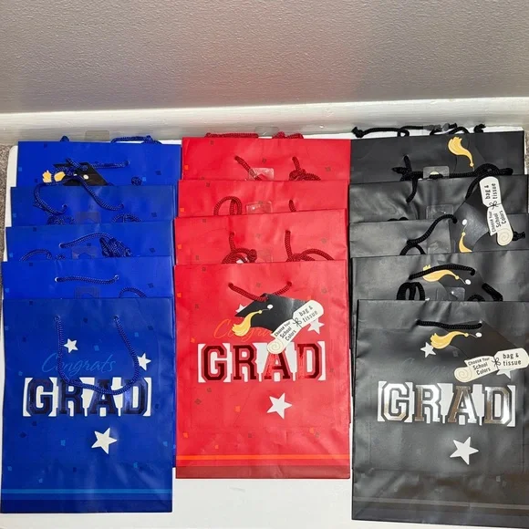 Hallmark graduation gift bags, blue red black choose your school colors high