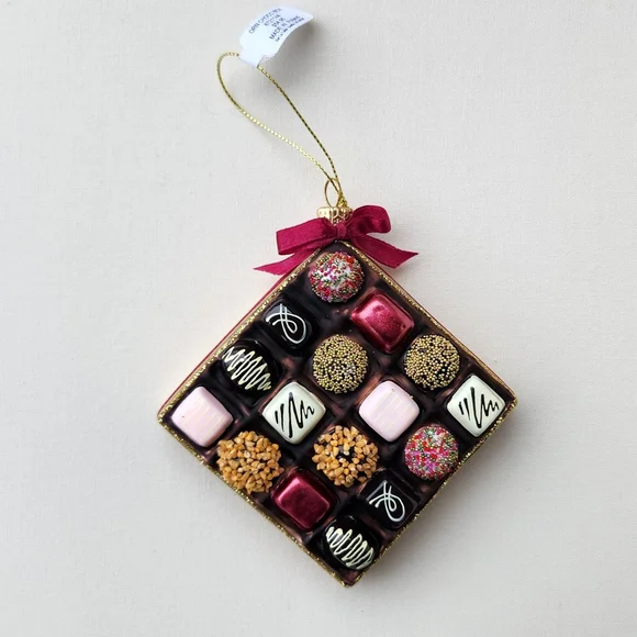Sur La Table Chocolate Box Glass Ornament, 3.25