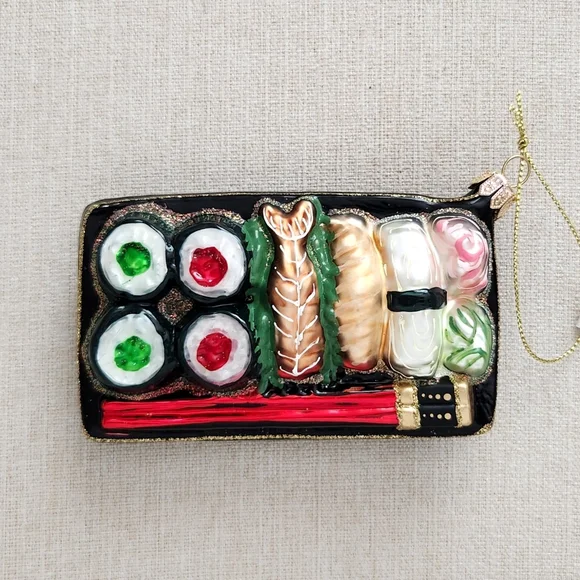 Sur La Table Sushi Bento Box Ornament, Made in Poland, New w/Tag