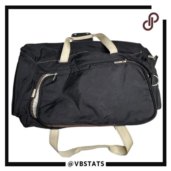 Lands' End Weekender‎ Black and Cream Canvas Travel Bag