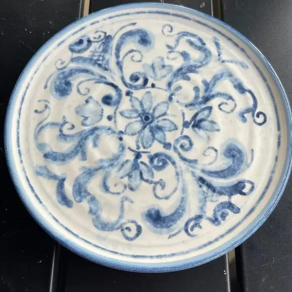 Acqua earthenware 7-1/2” appetizer plate blue and white by Sur La Table