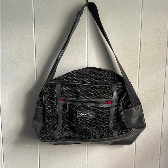Oscar de la Renta Black and Gray Duffel Bag