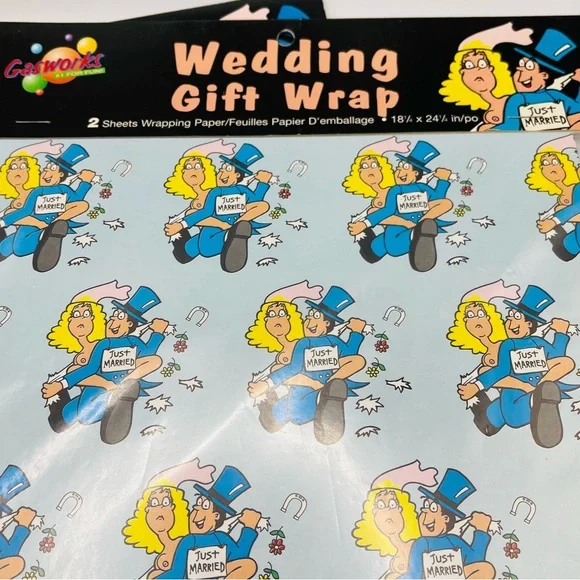 Vintage Naughty Wrapping Paper Humor Gag Gift Wedding Just Married Lot of 2 New