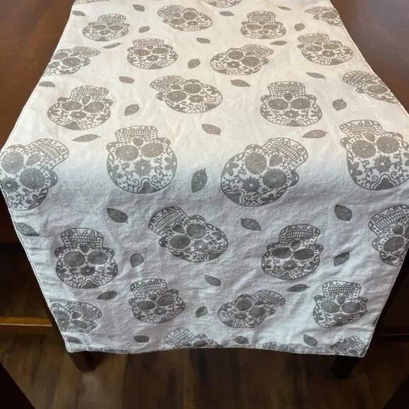 Spellbound Glittery Skulls Table Runner Halloween 14.5