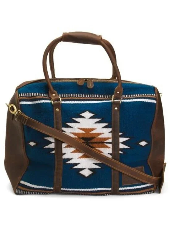 AMERICAN BISON Leather Unisex Aztec Front Zip Top Duffle