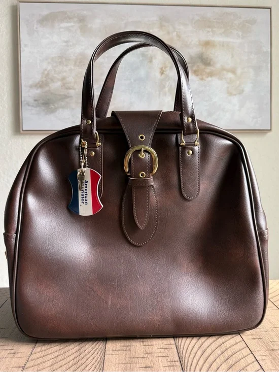 Vintage 60s/70s American Tourister Brown Carry-On Bag with Keys