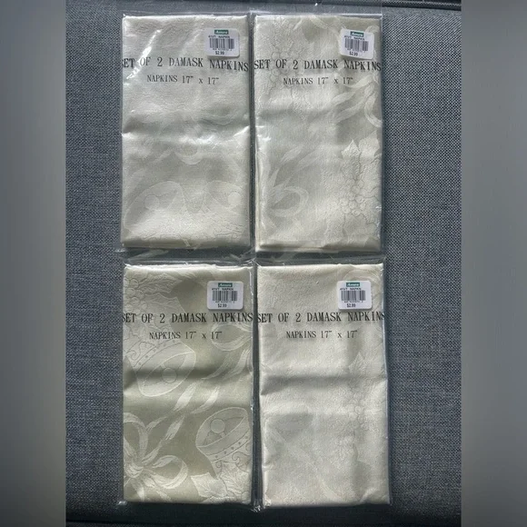 Vintage Ames Damask Christmas Bells Napkins Set of 8