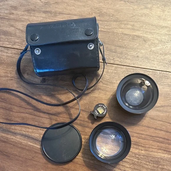 Set of Yashica Yashikor auxiliary wide angle and telephoto conversion lenses
