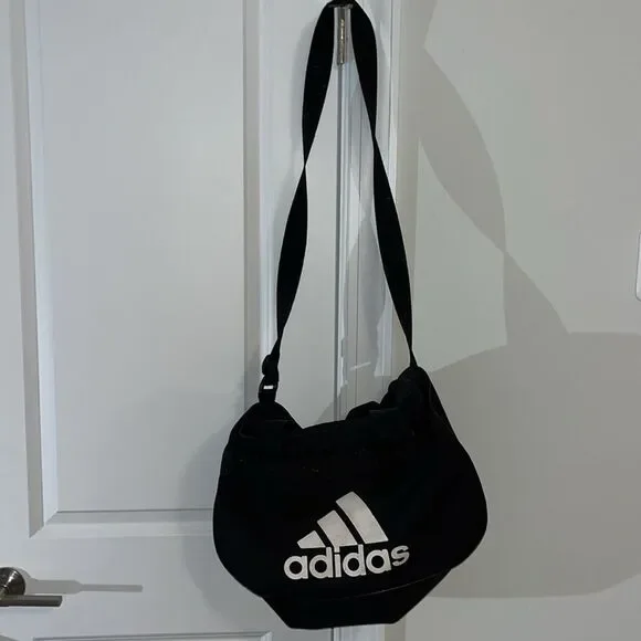 Black White Canvas Adidas medium Duffel travel Shoulder carry single comp bag