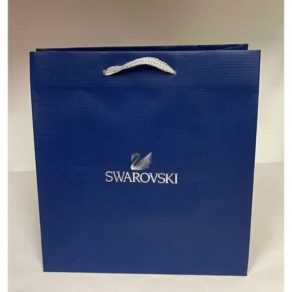 Authentic Swarovski Empty Shopping Paper Gift Bags 9.5 X 9 X 4.5” Set Of 2