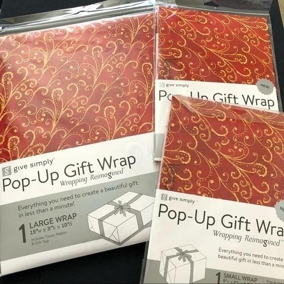 Birthday Celebration Anniversary Gift Box Bundle 1 large 2 small Red Gold Swirl