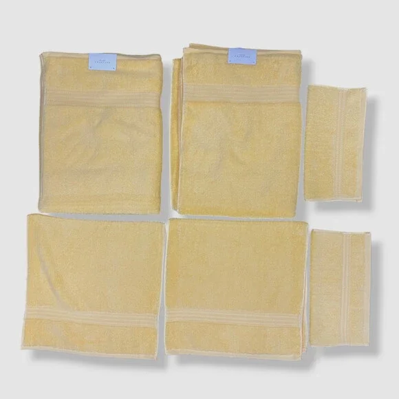 $75 Cassadecor Yellow Signature Bath Towel Set Solid 6 Pc. Bath Towel Set