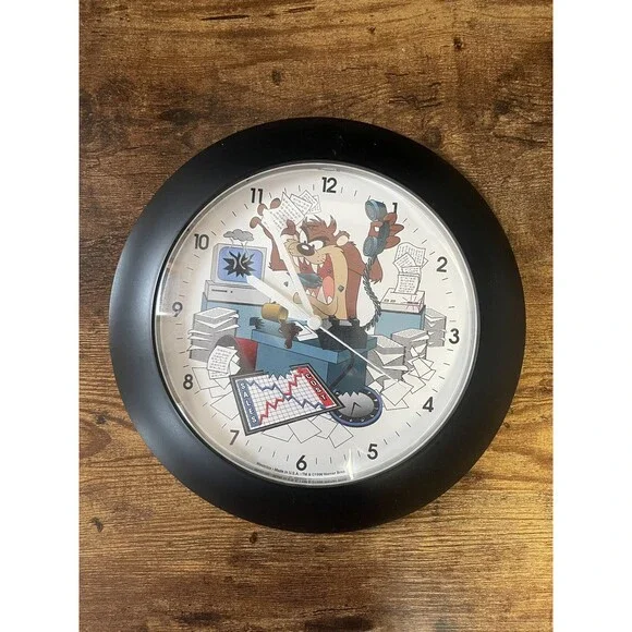 Tasmanian Devil Taz Westclox 1996 Wall Clock Office Looney Tunes Vintage MINT