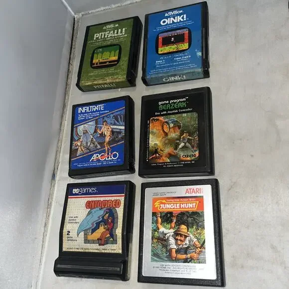 6 Vintage Atari Action Adventure Game Cartridges