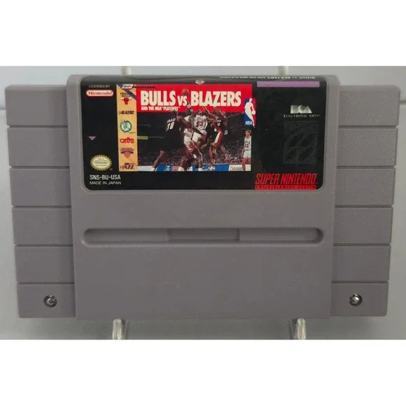Bulls vs Blazers NBA Playoffs - SNES Super Nintendo - 19 Stamp - TESTED