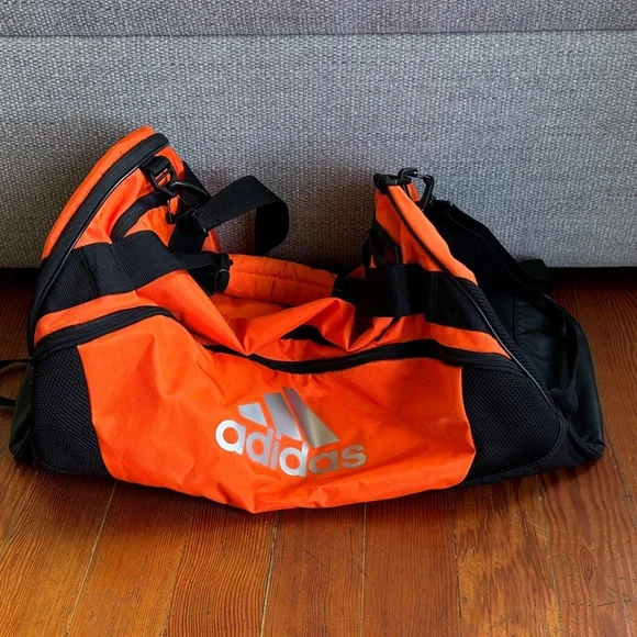 Adidas Bold Orange and Black Duffel Bag