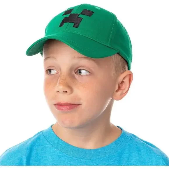 Minecraft Creeper Hat Boys Youth OS Green Snapback Cap Mojang Jinx Video Game