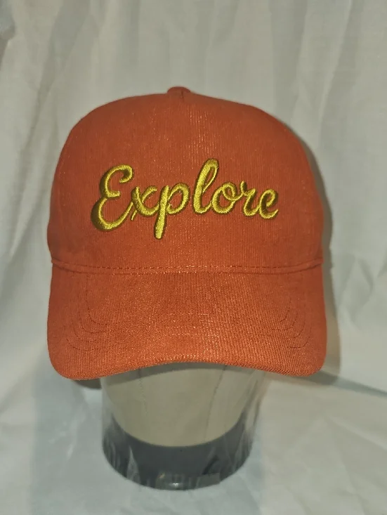 Wonder Nation Kids OSFM 'Explore' Corduroy Baseball Cap Hat Orange Spice New