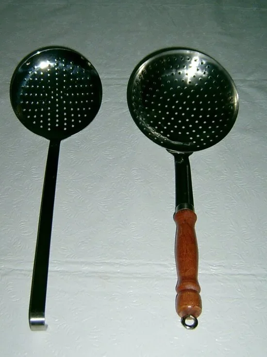 Vintage Stainless Steel Skimmer Strainer Spoons (2)