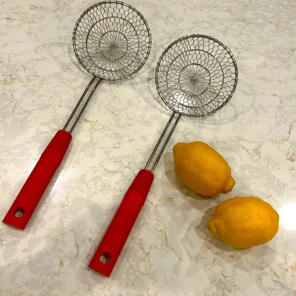 2 Stainless Steel restaurant quality Deep Frying Ladles Professional rust proof