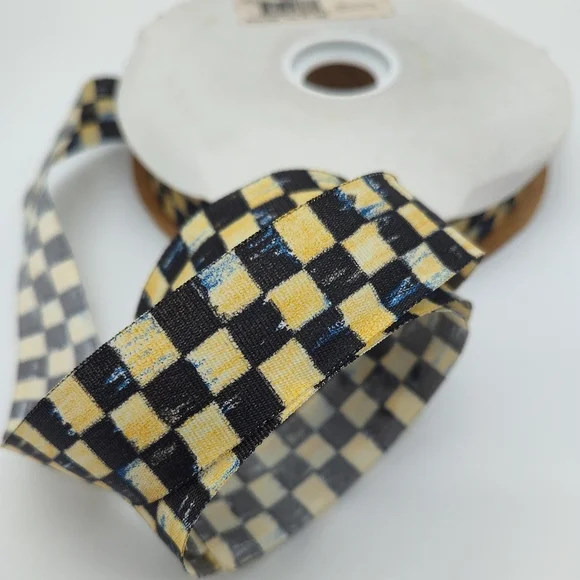 MACKENZIE CHILDS Courtly Check Ribbon 1in 10yd Retired Taffeta Trim