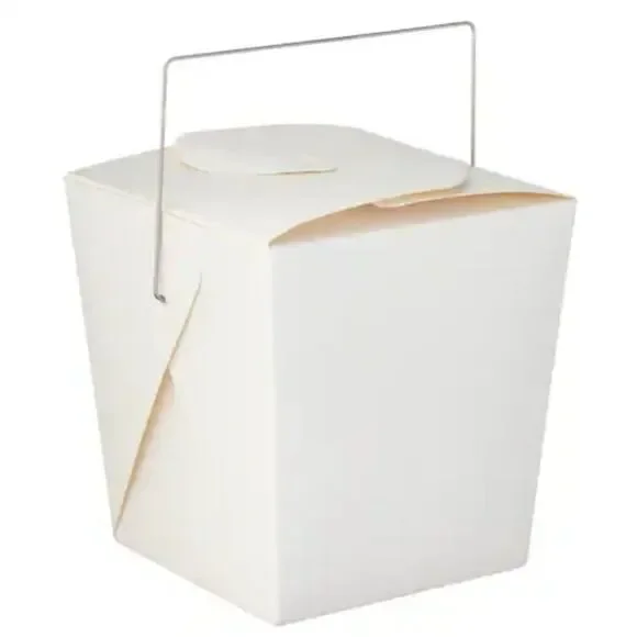 Chinese Take Out Boxes Paper Metal Handles White 4