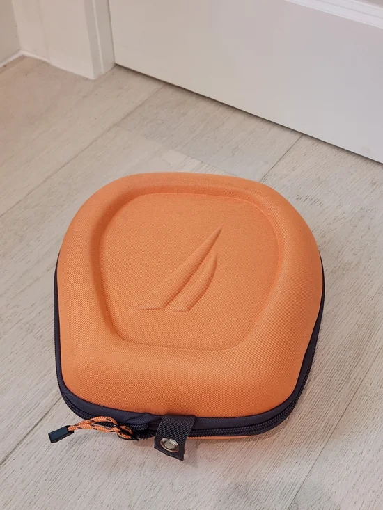 Nautica Duffle Bag Collapsable Orange Embossed Sail Logo Hard Clam Shell Case