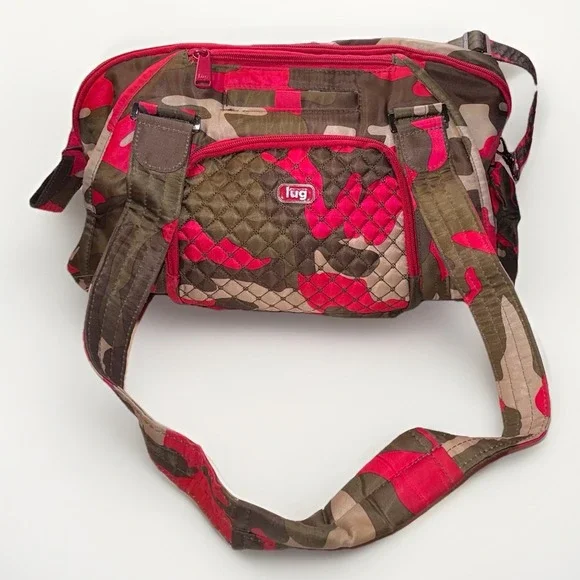 Lug‎ Propeller Pink Green Camo Duffel Bag Travel Carry On Overnight Gym Yoga Bag
