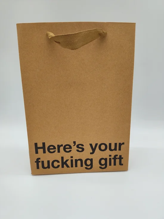 MILK TOAST Funny Profanity Gift Bag “Here’s Your F*cking Gift” Kraft Paper