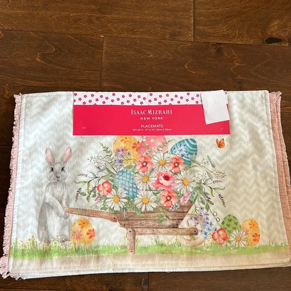 Isaac Mizrahi Set Of 4 Easter Eggs Bunny Floral Placemats Garden