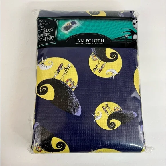 The Nightmare Before Christmas Purple Tablecloth JackSkellington Sally 60” x 84”