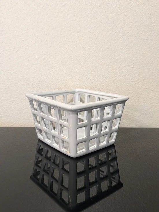 White Ceramic Lattice Organizer Basket - Home Accents Berry Basket