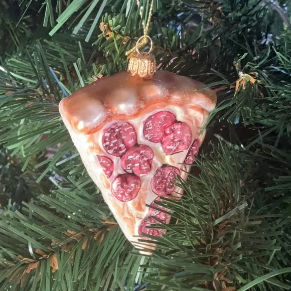 Pizza slice glass ornament