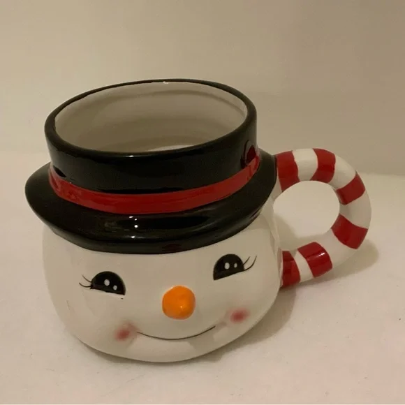 Snowman Mug with Candy Cane Handle