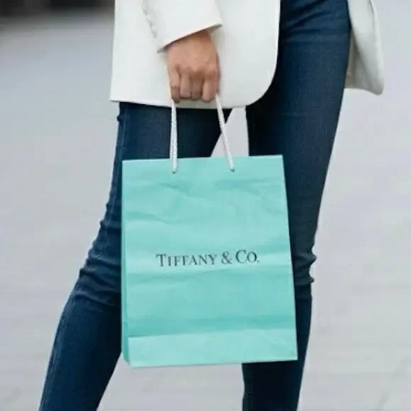 Tiffany & Co. Classic‎ Blue Paper Gift Shopping Bag 10x8 White Rope Handles
