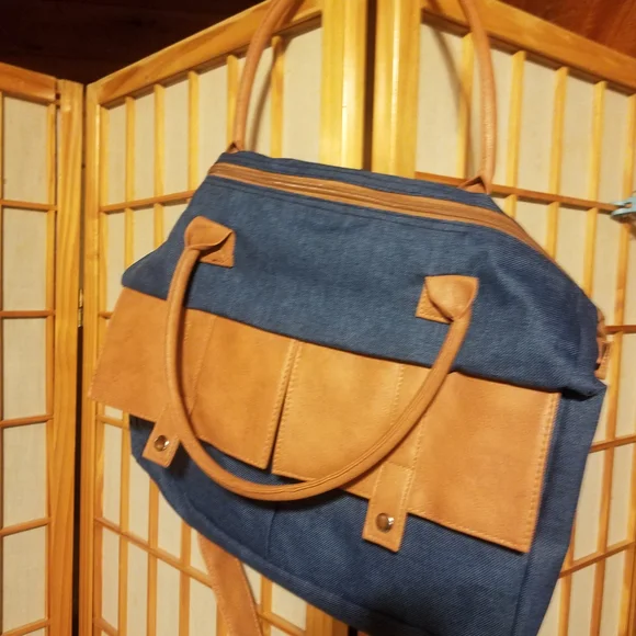 Stylish Blue and Tan Bag