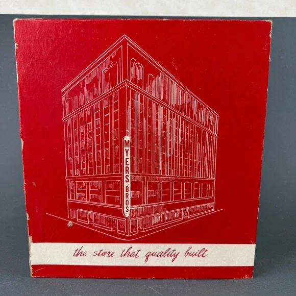 Myers Bros Vintage Gift Box Red 11x12x2 Department Store Memorabilia Good